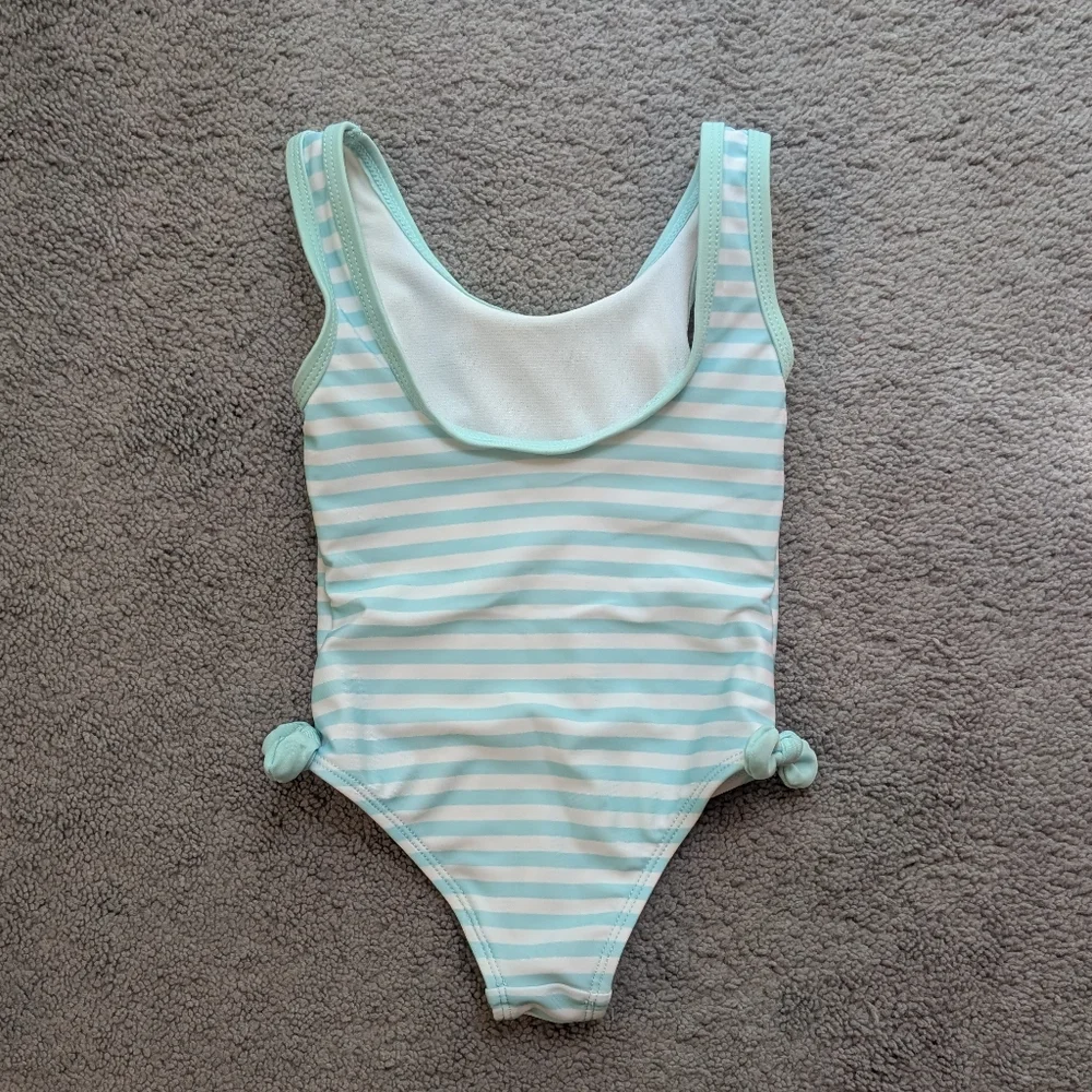 Wonder Nation Aqua and White Striped Swimsuit One piece Toddler 2T Girl's